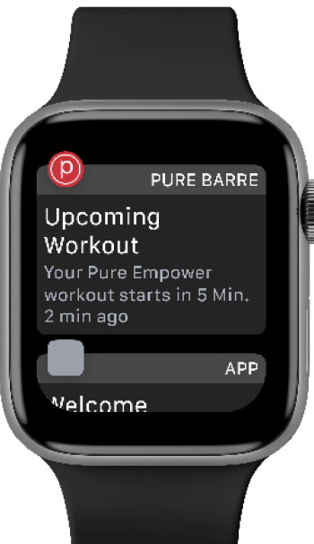 Apple watch displaying upcoming workout