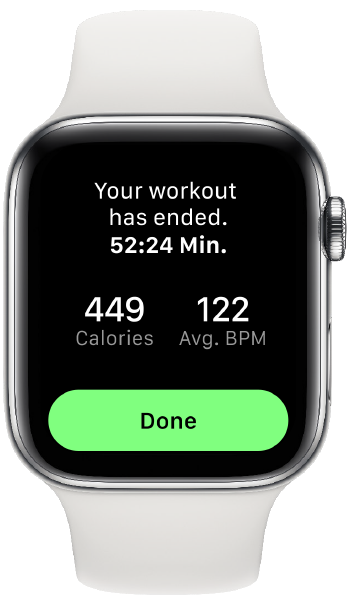 Apple watch displaying workout information